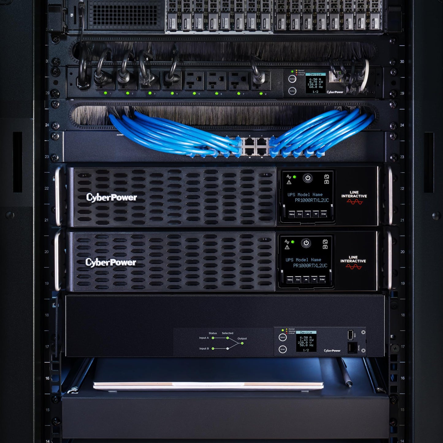 CyberPower PR1000RTXL2UC Smart App Sinewave UPS Battery Backup and Surge Protector, 1000VA/1000W, 8 Outlets, 2U Rack/Tower, AVR, Built-In Cloud Monitoring, EBM Option, UL Certified