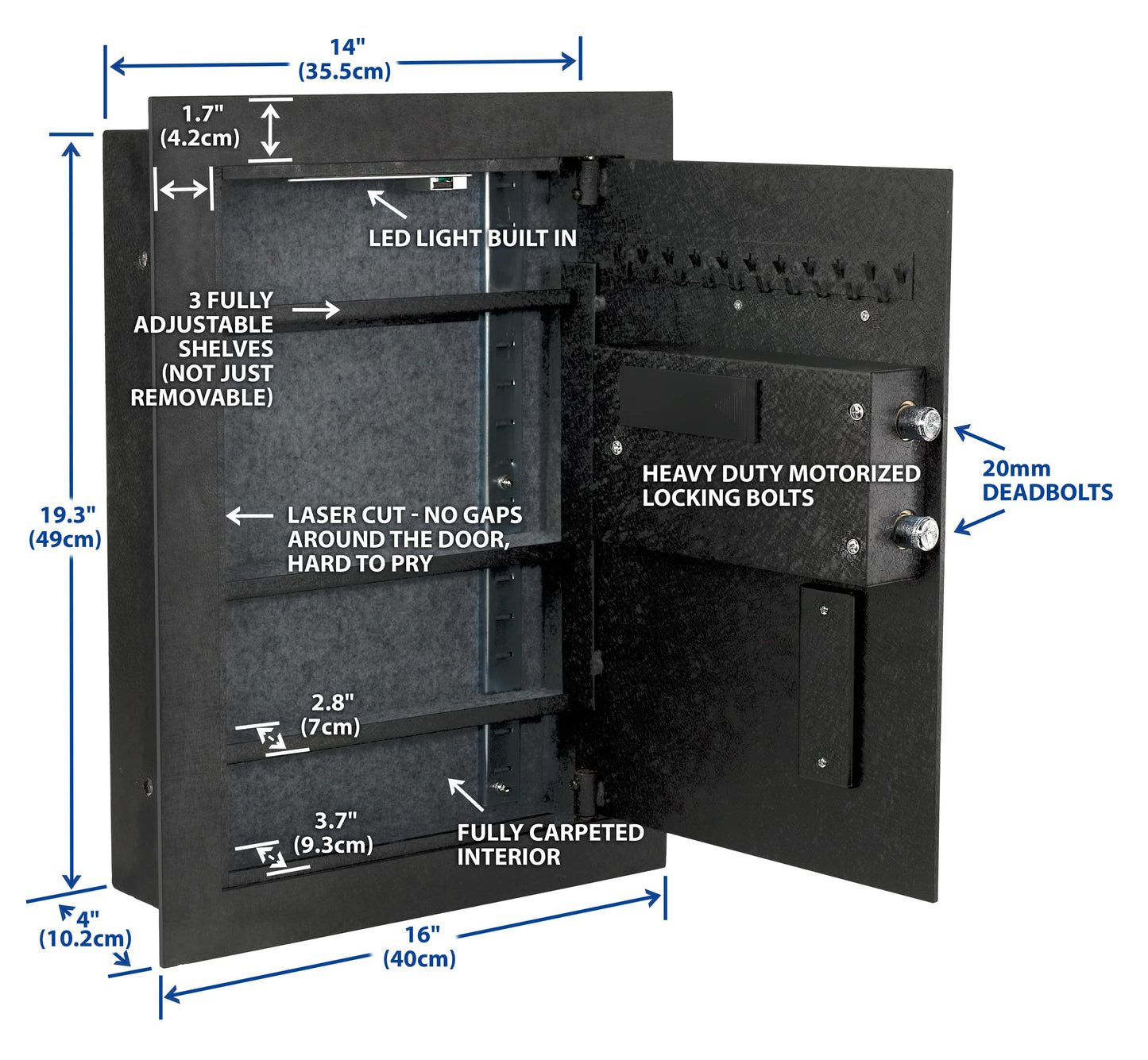 Viking Security Safe VS-52BLX Heavy Duty Hidden in Wall Safe Biometric Fingerprint