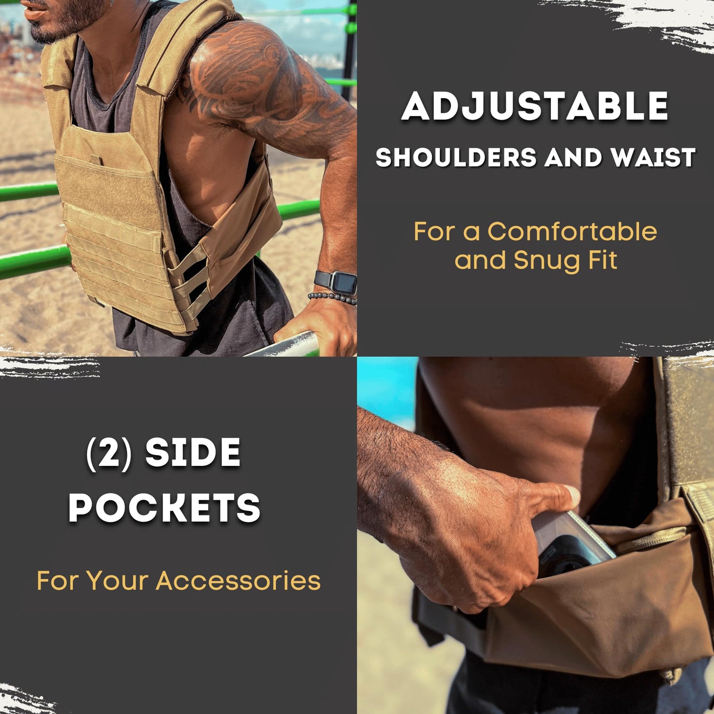 Polyfit (Fortify) Weighted Vest for Strength and Endurance Training, Fitness Workouts, Running, WODs - CAMO