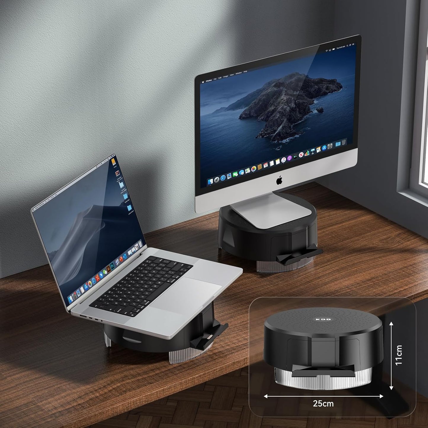 KDD Monitor Stand Riser with Drawer - Computer Monitor Stand for Desk with Storage /Phone Holder/Pen Tray - Desk TV