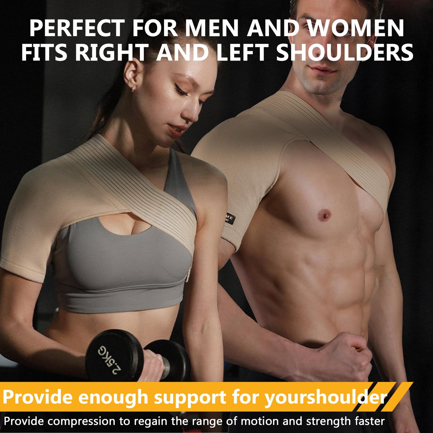 SPOBTRACE Shoulder Brace For Torn Rotator Cuff For Men Women, Adjustable Shoulder Compression Sleeve Support Brace Arm Sling Immobilizer For Pain Relief,Sleep,Injuries(XS/S)