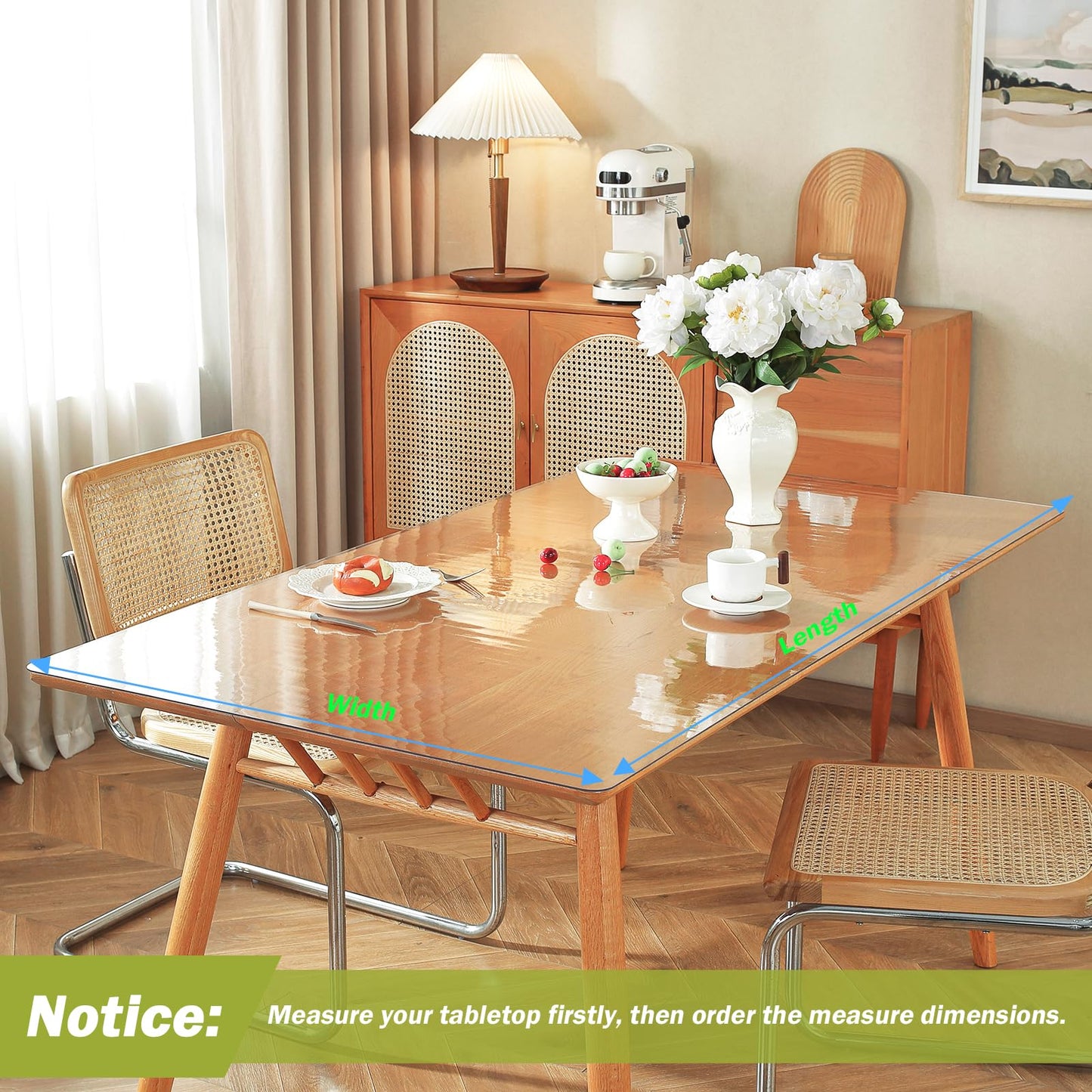 OstepDecor Clear Table Cover Protector 44 x 78 Inch, 1.5mm Thick Plastic Table Cover, Dining Table Protector Pad, Waterproof & Easy Cleaning PVC Desk Mat for Dresser, Coffee & Kitchen Wooden Tabletop