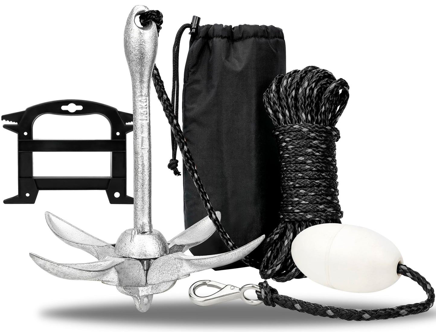 Young Marine Grapnel Anchor Kit for Small Boats, Kayaks, PWC, Jet Ski, Paddle Boards, etc. - 3.5 lbs (Galvanized-Silver)