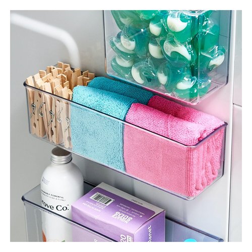 iDesign Magnetic Medium Clear Plastic Organizer Bins for Laundry Room Storage