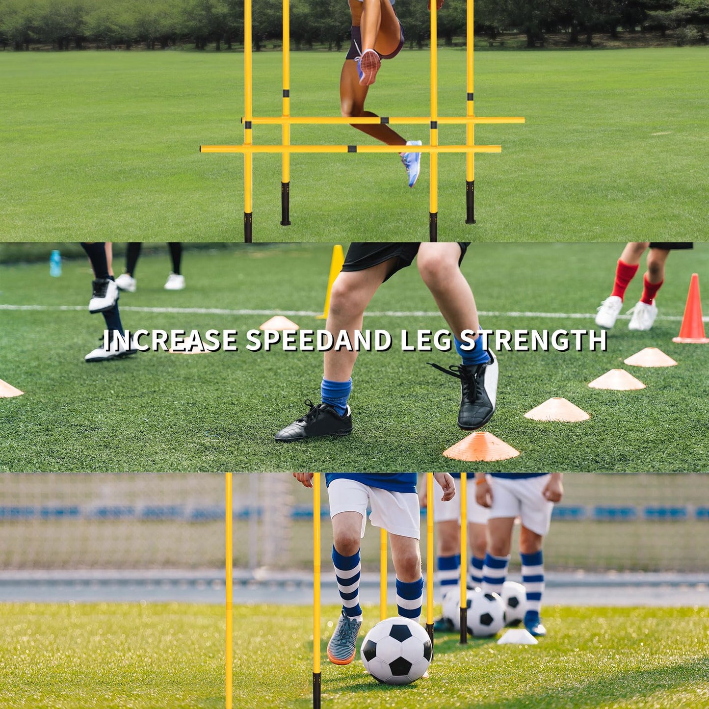LTTGX Soccer Agility Training Poles Set: Football Speed Training Equipment with 6Soccer Agility Poles Adjustable Height Hurdles for Basketball Athletes Youth
