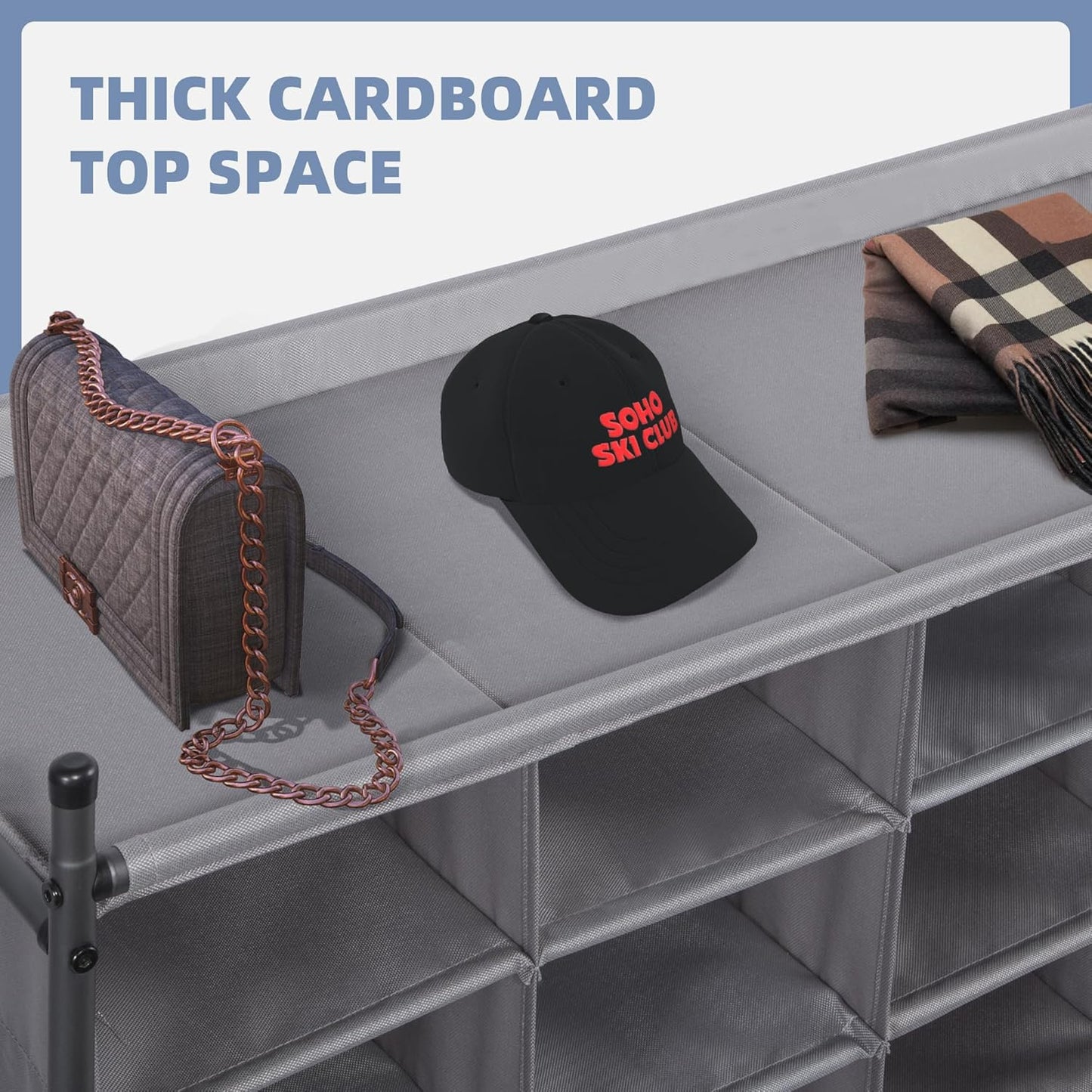 Storage Maniac Stackable Shoe Cubby Organizer - 20-Cube Gray Free-Standing Rack for Entryway & Closet