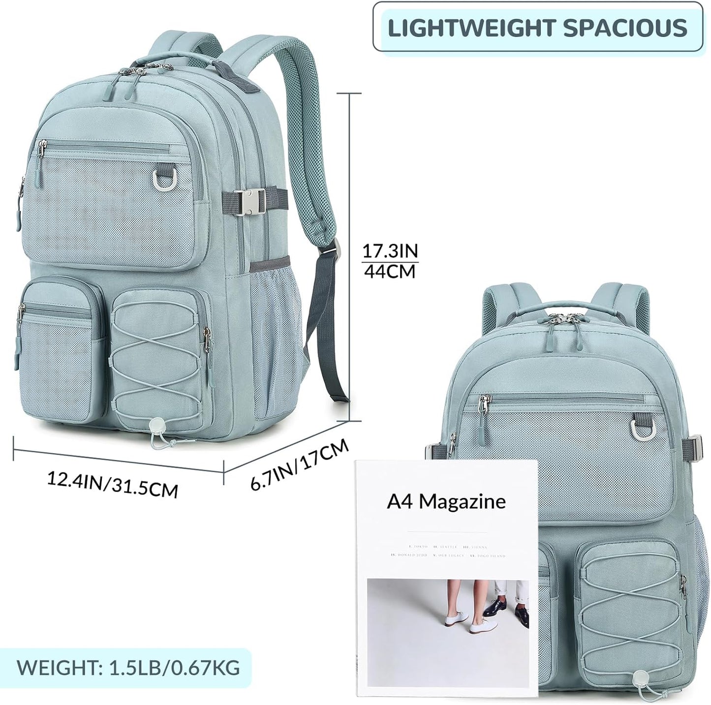 Backpack 15.6 inch Daypack Lohol Water Resistant with Mulitiple Pockets for School Travel Outdoor College, Laptop