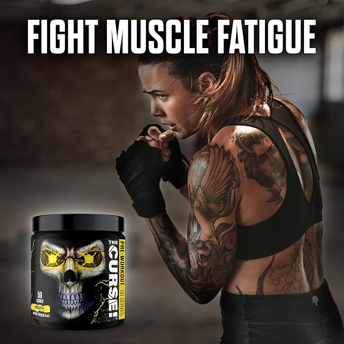 JNX SPORTS The Curse! Pre Workout Powder for Men & Women, Caffeine, Beta-Alanine, Creatine, L-Citrulline, 50 Servings, Pineapple Flavor ??Boost Energy, Strength & Focus
