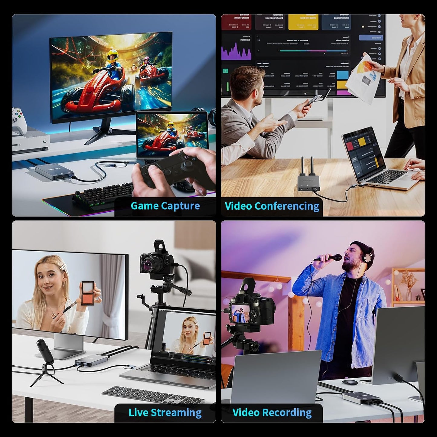 cenmate 3.0 1080P 60FPS 4K@30Hz Switch/PS5/Xbox/Camera/PC Aluminum HDMI Capture Card, USB Audio Video Capture Card
