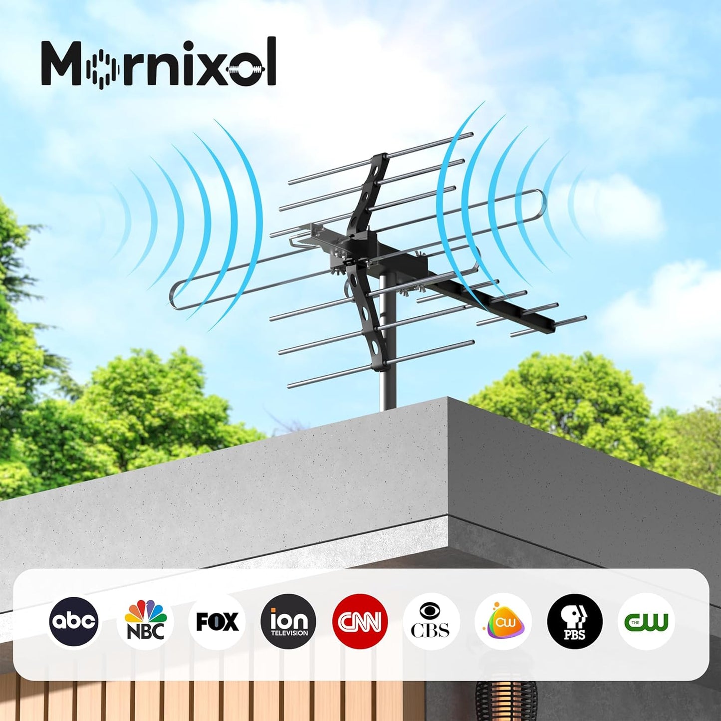 Mornixol 70-Mile 4K, 1080P, Outdoor TV Antenna, Range Digital TV Antenna, Easy No-Tools Installation