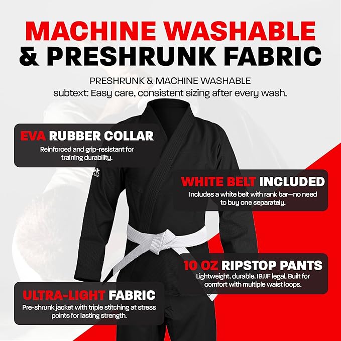 Hawk Sports Brazilian Jiu Jitsu Gi for Men and Women with Jacket, Pants, and White Belt for Martial Arts Training