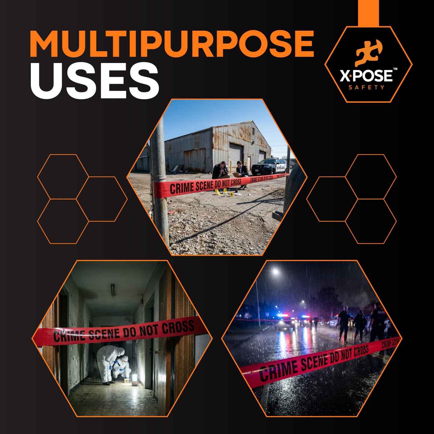 Xpose Safety 3 Mil Red Crime Scene Do Not Cross Tape – (32 Rolls) – 3" x 1000' High-Visibility Barricade Tape for Construction Sites, Hazards, Crime Scenes