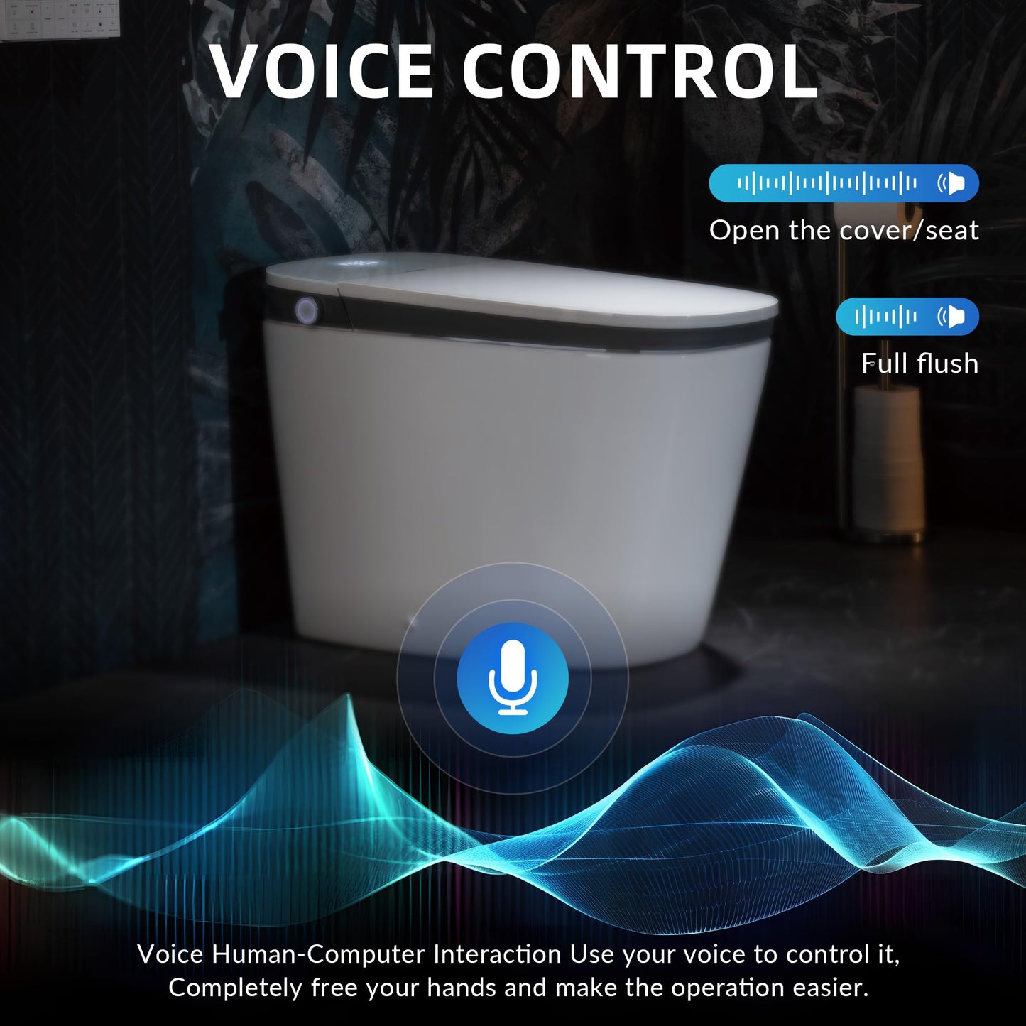 WOODBRIDGE Smart Toilet with Voice Control, 1000g MaP Flush Score, Foam Shield, Moving Dryer, Blackout Flush, ADA Comfort Height, Auto Open & Close, Heated Seat, B0931S