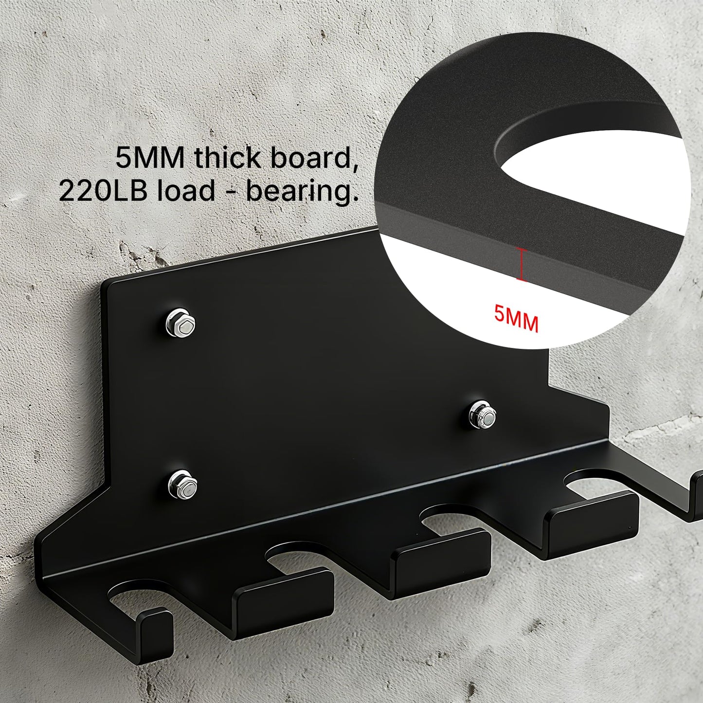 POWER GUIDANCE Olympic Barbell Hanger,Garage Gym Bar Wall Rack,Vertical Barbell Mount Rack,Space Saving Commercial or Home Gym Accessory (‎Black 4Hook)