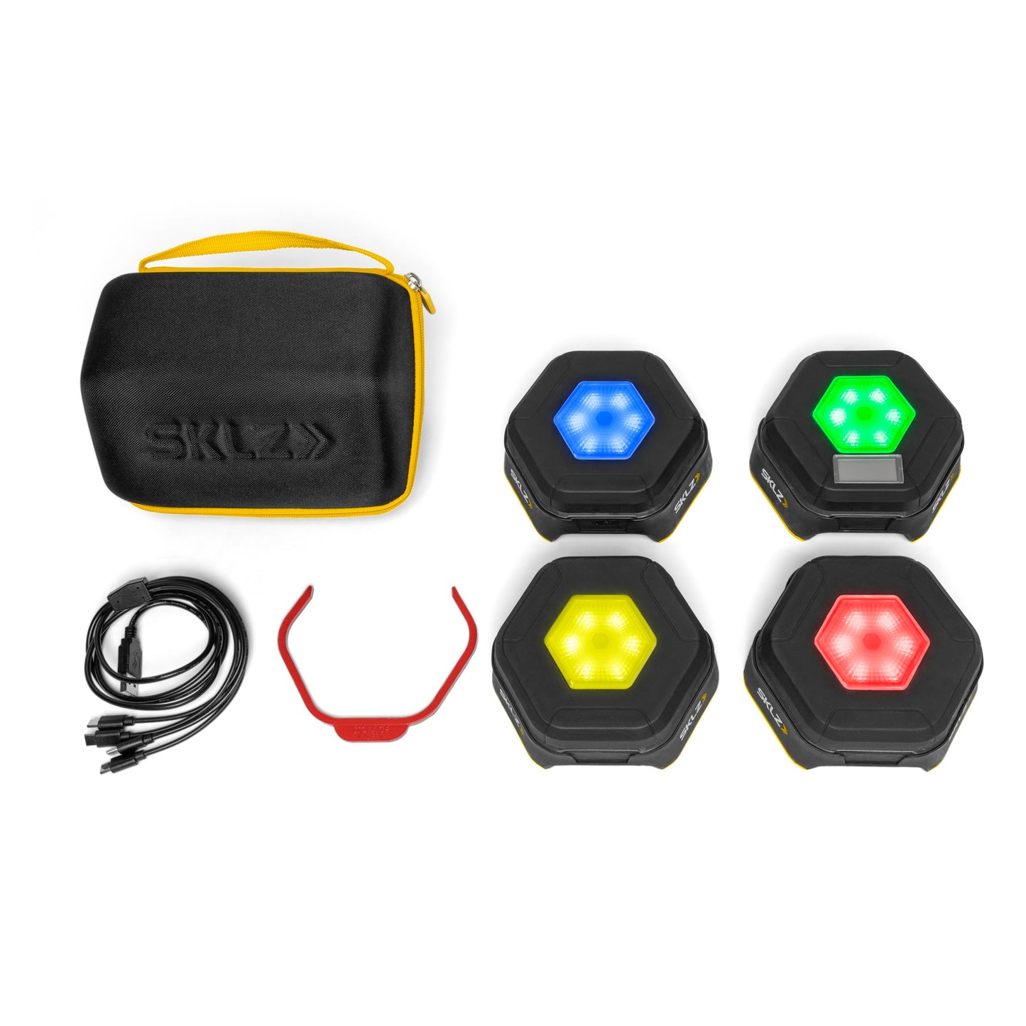 SKLZ Reactive Flash LED Training Pods – Reaction Time, Agility, and Cognitive Training Tool with 4 Games – Multi-Directional Activation, Durable Design for Speed and Hand-Eye Coordination