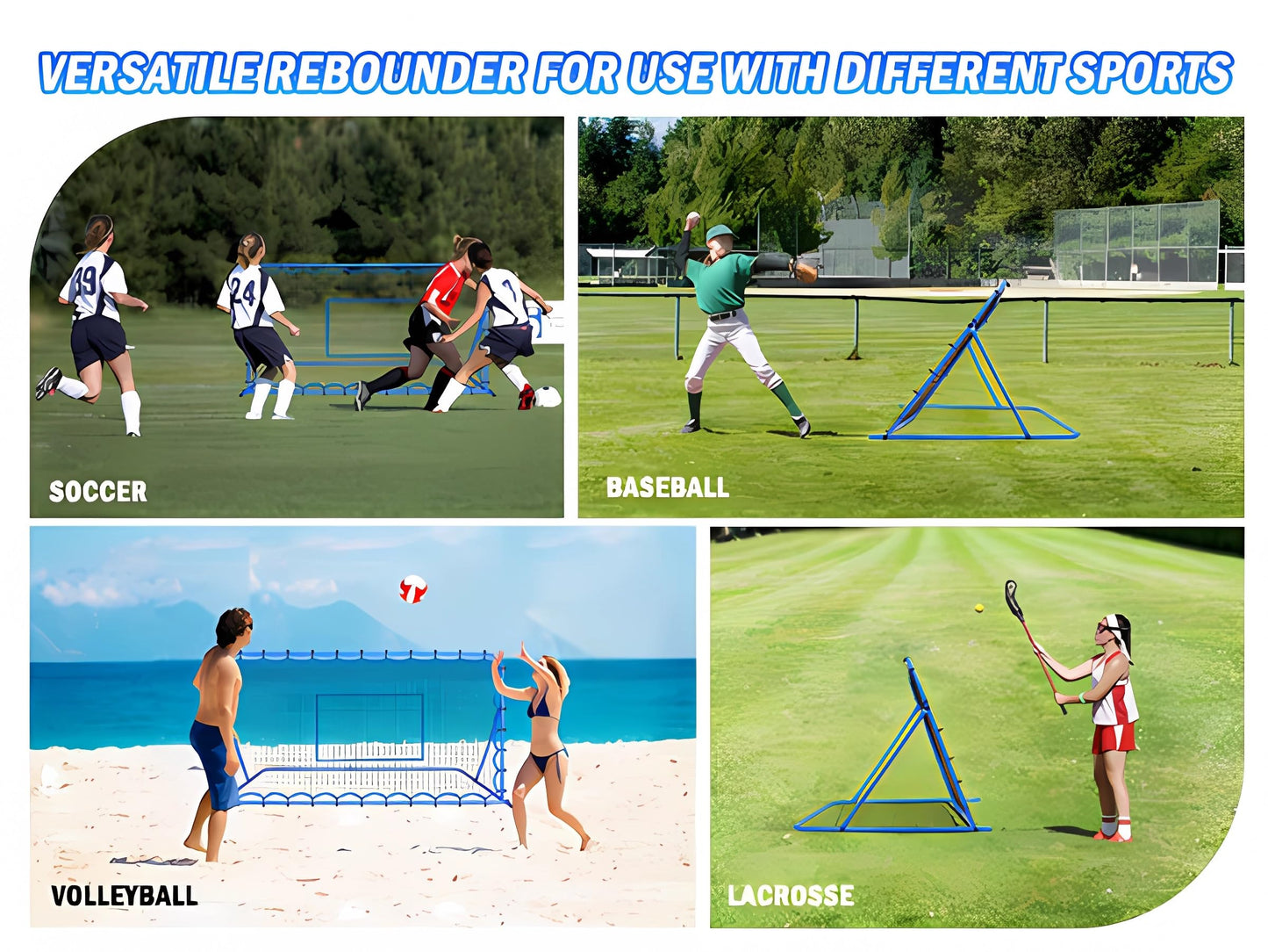 7x4FT Soccer Baseball Rebounder Net, Volleyball Softball Rebound PitchBack Net Quick-Switch Angle Soccer Training for Control, Passing Practice, Lacrosse Bounce Back Rebounder Gifts Trainer Equipment