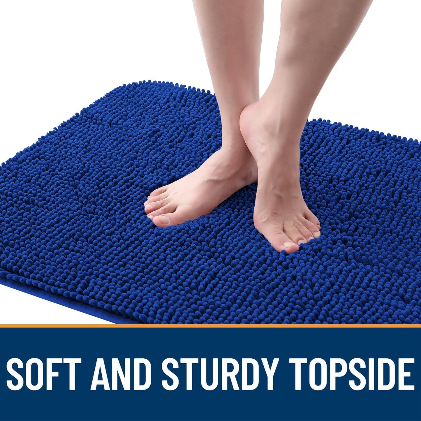 OLANLY Dog Door Mat - Absorbent Non-Slip Chenille for Muddy Paws | 70x32 Royal Blue Indoor Carpet
