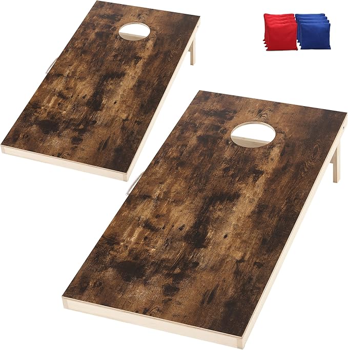 Cornhole Set 4'x2' Cornhole Board Sets with Bags Regulation Size, Corn Hole Games for Adults Outdoor Bean Bag Toss Game, Solid Wood