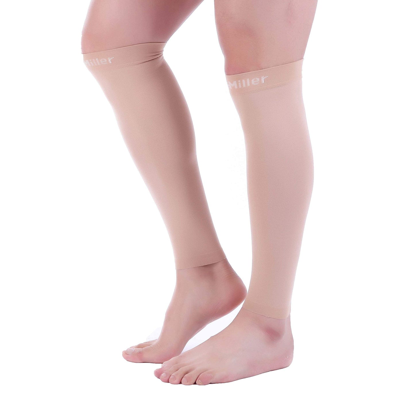 Doc Miller Calf Compression Sleeves for Men & Women, Footless Leg Compression Socks Support for Runners, 15–20mmHg Graduated, Shin Splints, Varicose Veins, Pain Relief & Swelling (1 Pair)