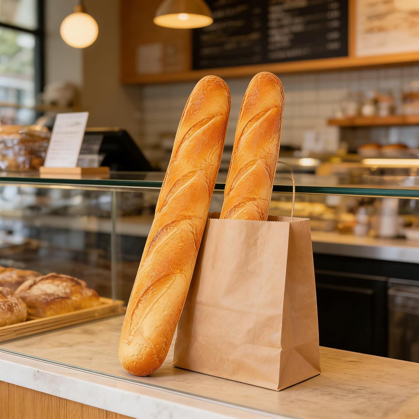 MHFOOU 13.6IN Artificial French Baguette Bread, Realistic Fake Loaf Simulation Baguette Simulation French Loaf Dessert
