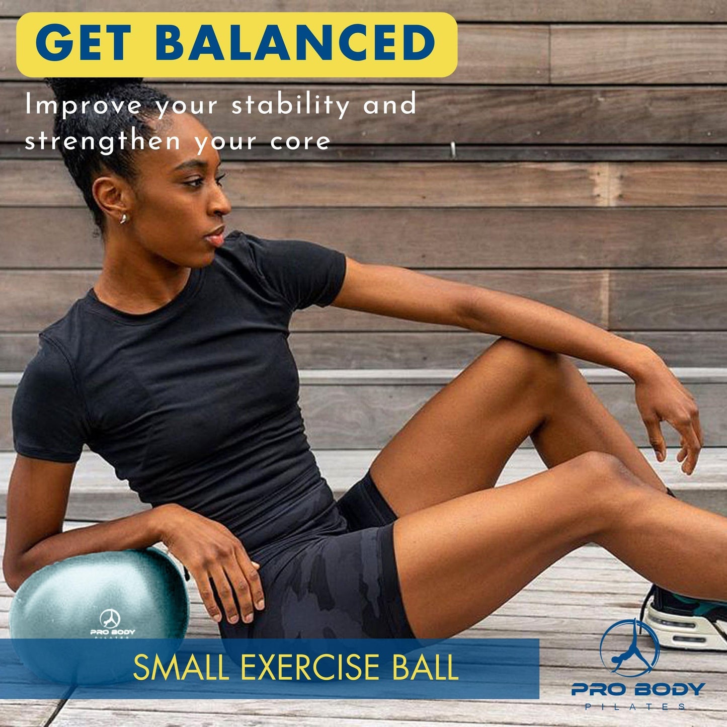 ProBody Pilates Ball 9 Inch - Small Exercise Ball for Stability, Barre, Core, Ab Workouts, Yoga, & Physical Therapy (Mist)