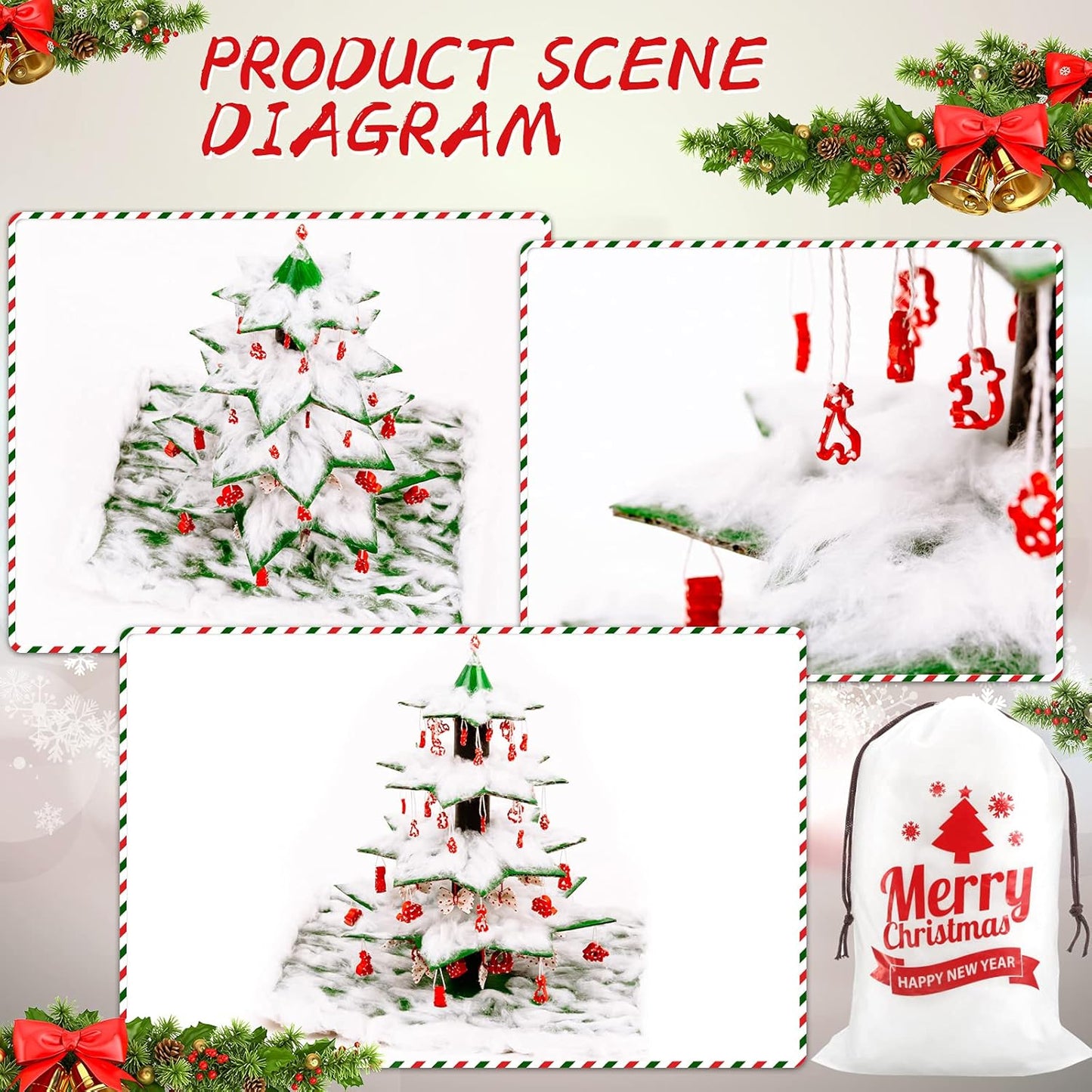 Shappy Christmas Fake Snow Decor - Fluffy Artificial Snow Blanket for Indoor Winter Decoration | 3 Bags
