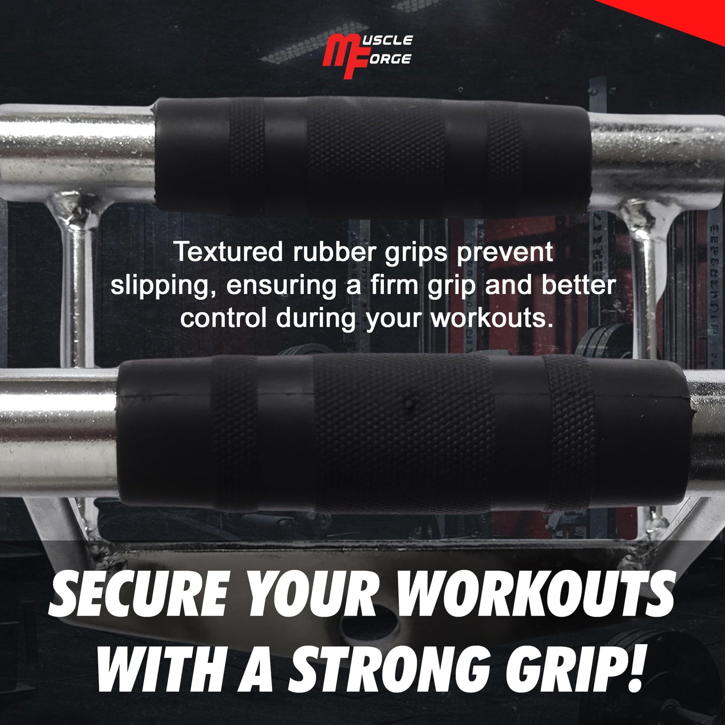MuscleForge Double D Handle Cable Attachment – V Bar Attachment for LAT Pulldown, Tricep & Rows – Cable Machine Attachments with Non-Slip Rubber Grip – Chrome, Heavy Duty 880lbs Capacity