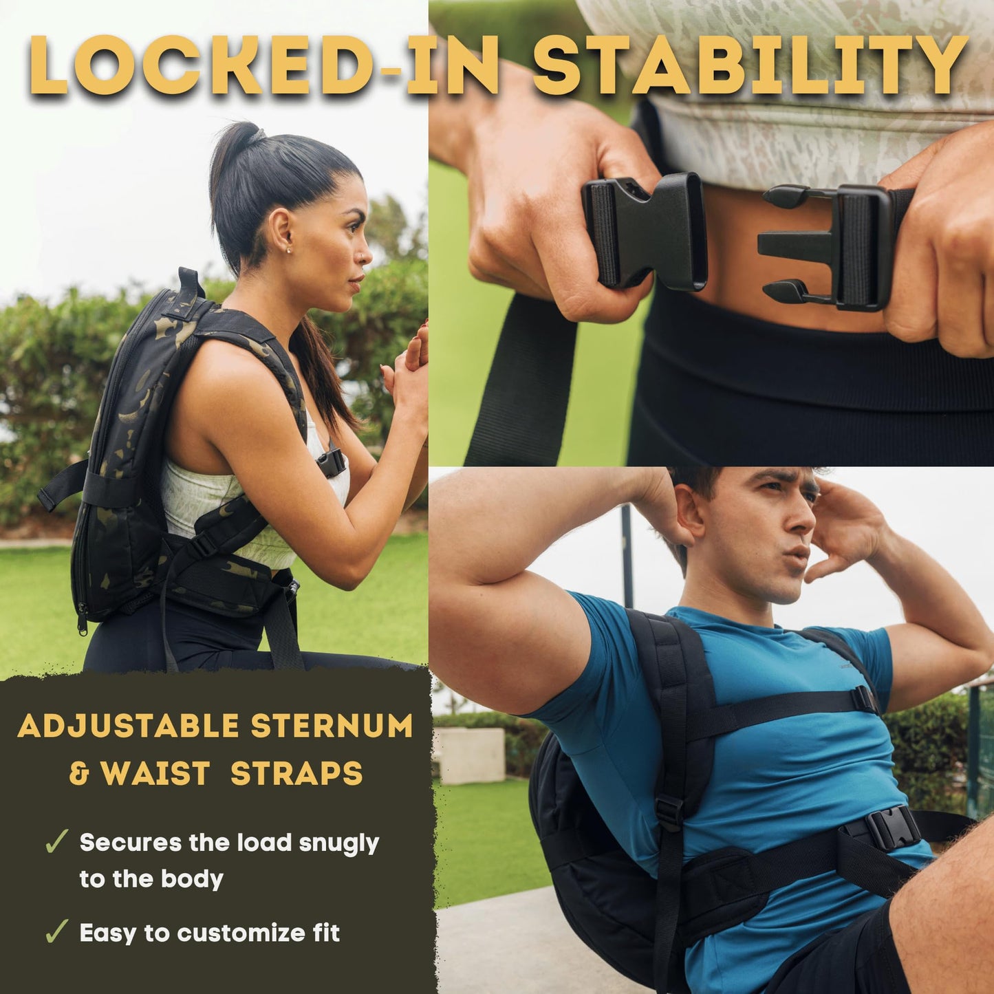 Polyfit PL8 Backpack for Olympic Weight Plates - Weighted Backpack for Strength Training, Rucking, and Gym Workouts - BLACK CAMO