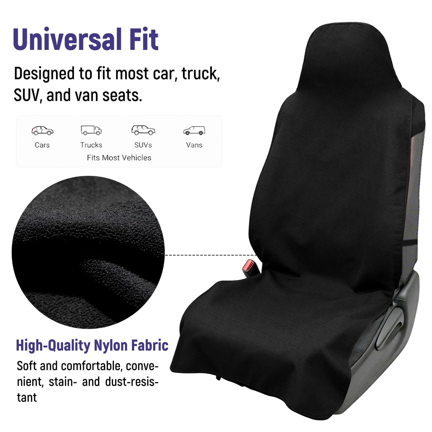 EDIETH 2Pcs Universal Car Seat Covers for Front Seats, Waterproof Sweat Towel Protector Non-Slip Microfiber Liner for Car Truck SUV, Breathable Seat Cushion for Gym Workout Dog Beach Outdoor