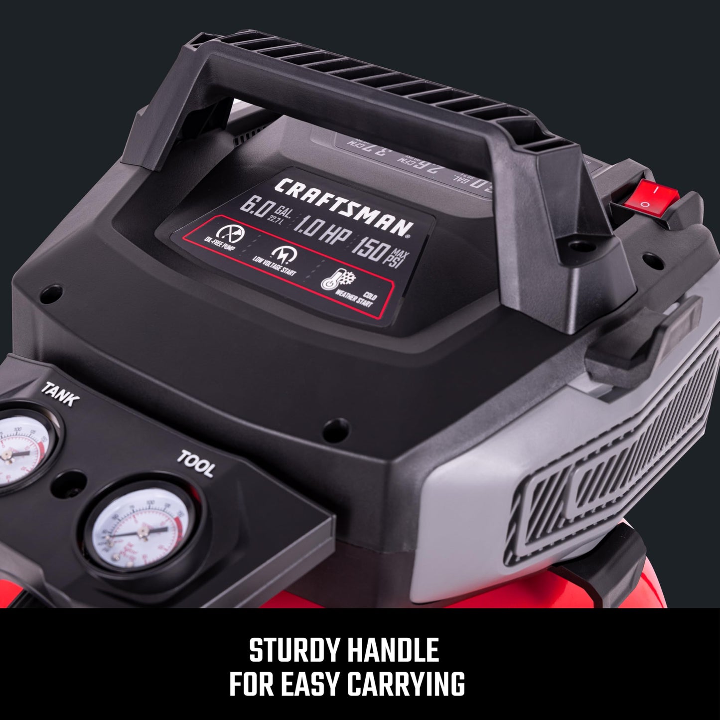 Craftsman Air Compressors 6 Gallon Portable Pancake Air Compressor,Oil Free Max 150 Psi 1.0HP 2.6 CFM@90PSI Electric Air Compressor Shop Air Compressor, CMXECXA02106410