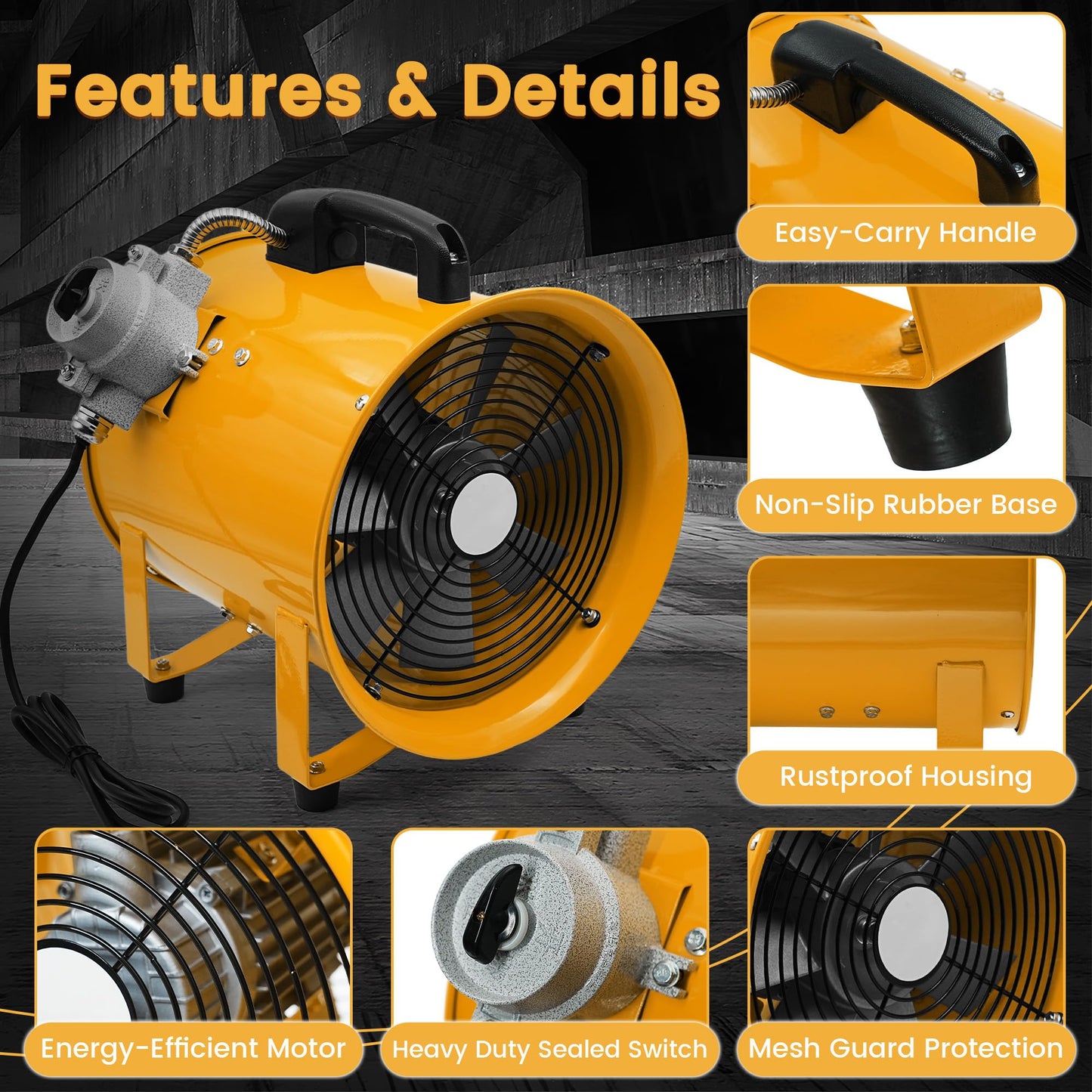 dreamdragon 12 Inch Explosion Proof Fan, 3450 RPM Industrial Ventilator with 550W Motor, 110V 60Hz, for Hazardous Locations, Paint Booths & Chemical Plants