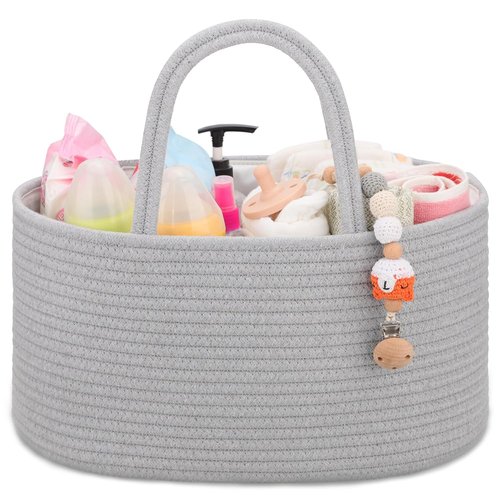 COMSE Baby Diaper Caddy Organizer - Portable Tote with Divider for Newborn Essentials | Cool Gray