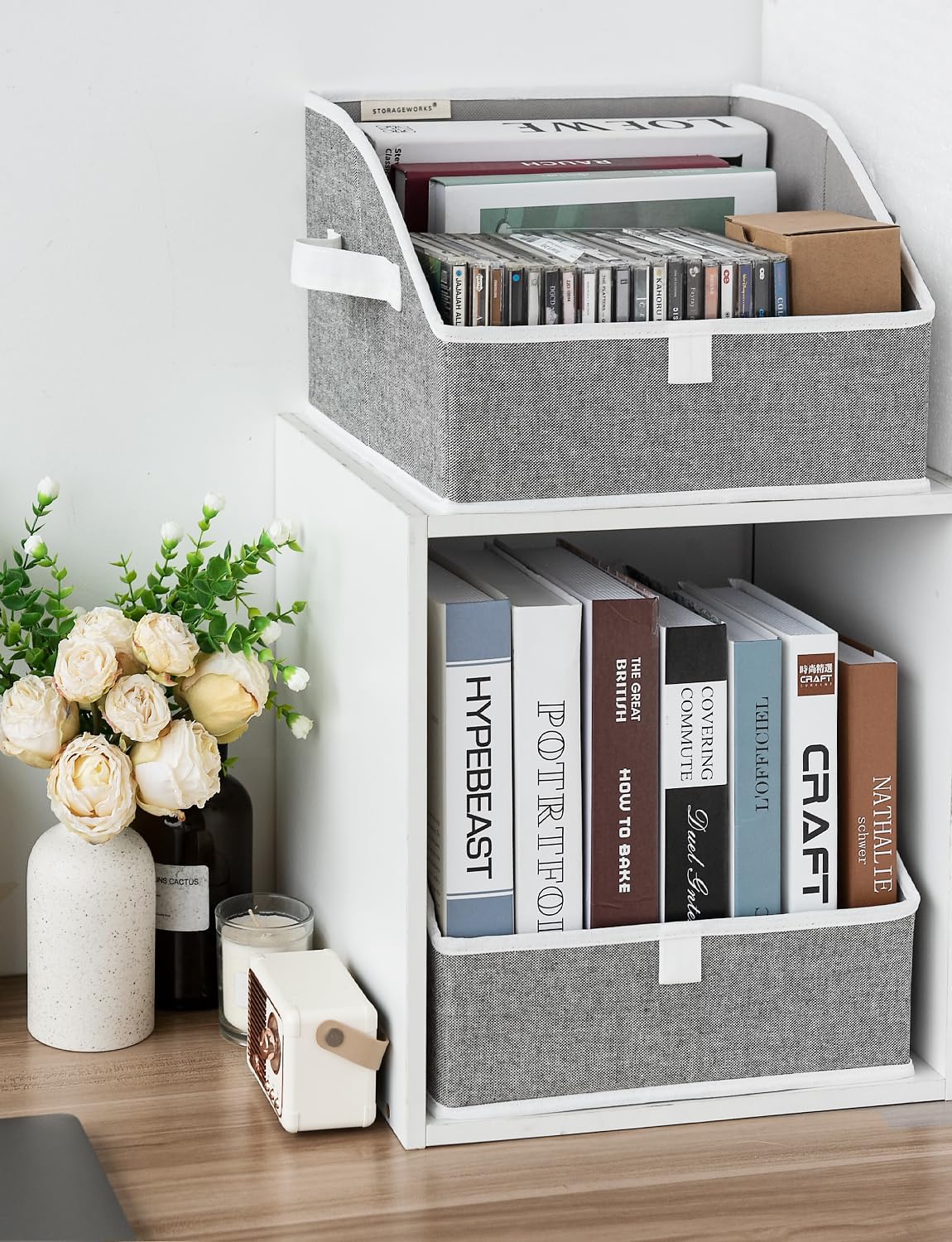 StorageWorks Trapezoid Closet Storage Bins - Foldable Fabric Organizing Baskets, Small, Gray | 3-Pack