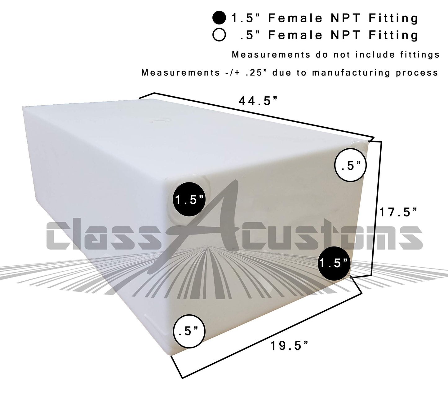 Class A Customs | T-6500 | 65 Gallon RV Fresh Water Holding Tank