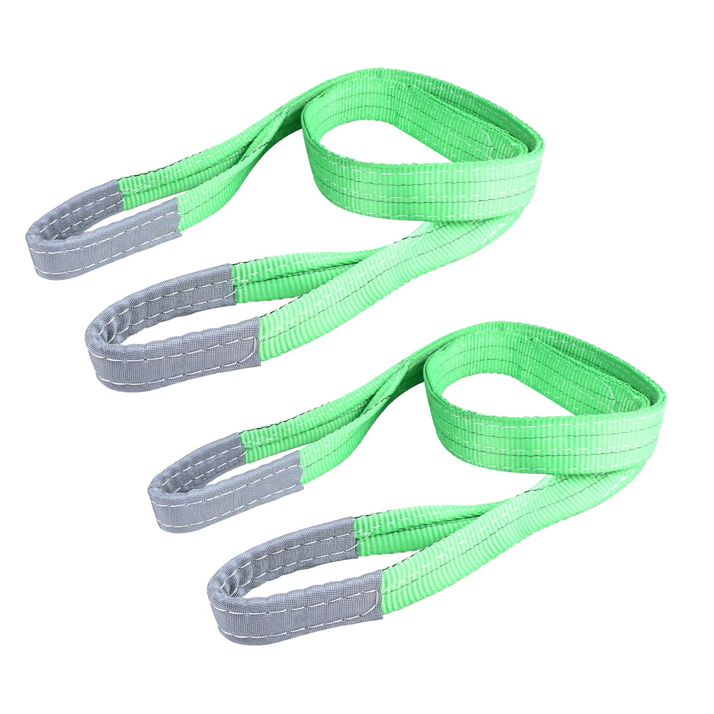 2 PCS Lifting Slings Straps Polyester Web Slings, Lift Sling Straps 3.3 FtX2 in, Polyester Lifting Sling Tow Strap Flat Eye & Eye 2PLY Straight 4409 LBS Basket 8818 LBS Choker 3527 LBS (Green)