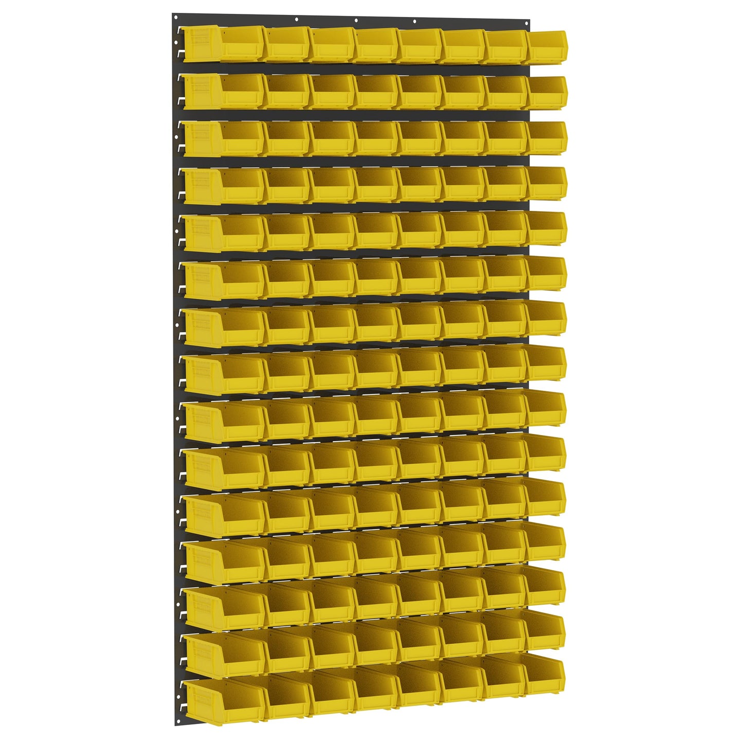 Akro-Mils 36"x61" Steel Wall Mount Louvered Panel with 24-Pack of 7 x4 x3 AkroBins Stackable Plastic Storage Bins (Yellow), Organization Bundle for Garage, Workshop, Classroom