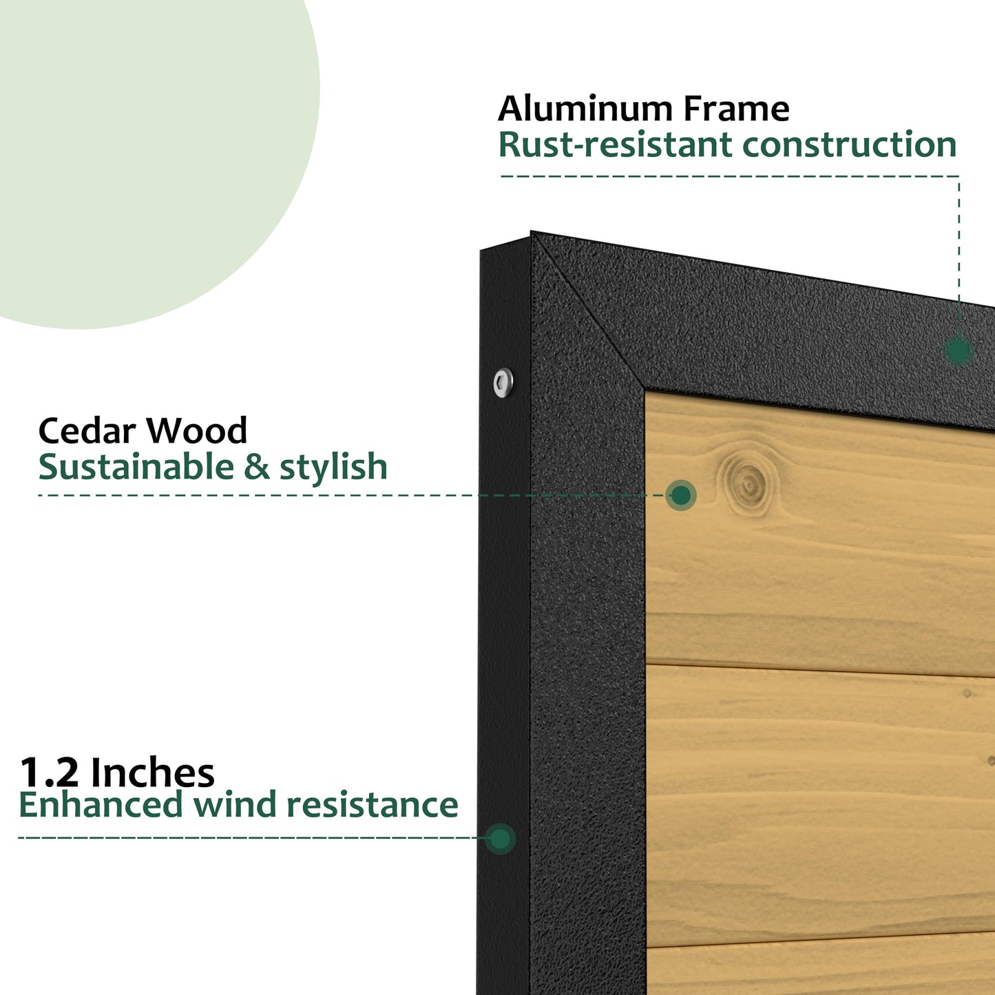 BlueWish 6 x 3 FT Cedar Wood Fence Gate Kit, Board-on-Board Privacy Fence Gate, Aluminum Frame with Security Lock System, Outdoor Garden Yard Complete Gate Kit for Backyard, Pool, Natural