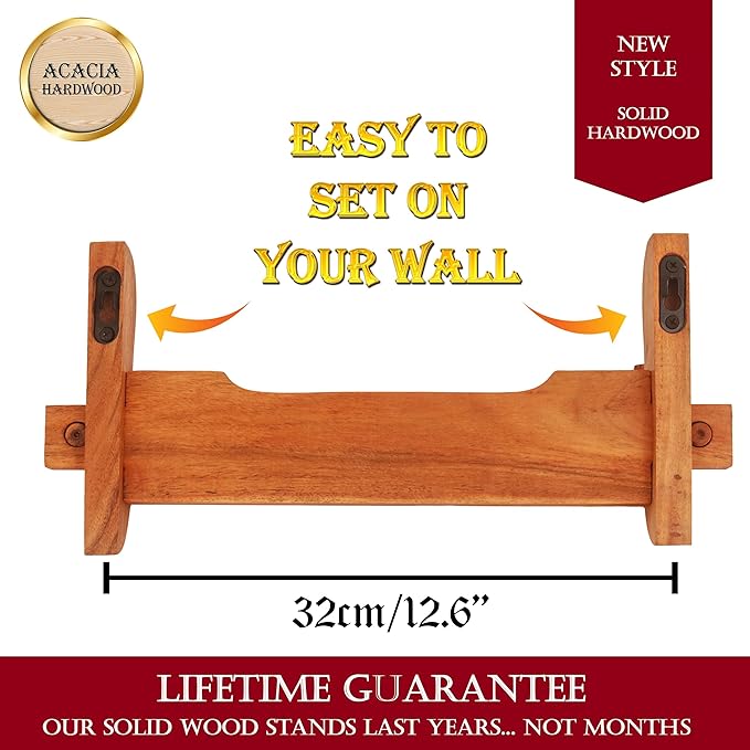 Mythrojan Solid Wood Sword Stand Medieval Sword Wall Mount Samurai Sword Display Stand Katana Sword Holder Gladiator Sword Wall Display Crusader Sword Stand Knife Stand for Display - One Tier Stand