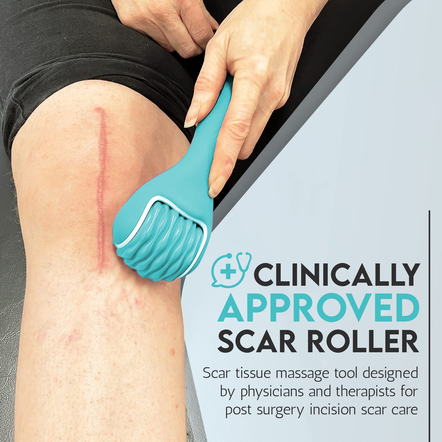 scarroller Scar Tissue Massager for Post-Surgery Recovery, Silicone Ice Massage for Post-Surgery Incision Swelling and Soreness, Joint Roller for Improved Range of Motion and Flexibility. Teal