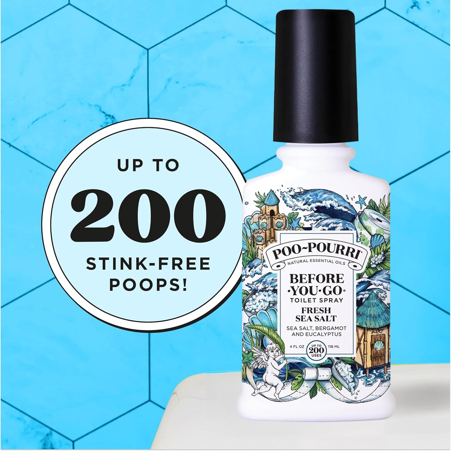 Poo-Pourri Toilet Spray - Fresh Sea Salt Scent | Plant-Based Odor Deodorizer, 4 Fl Oz, Up to 200 Uses