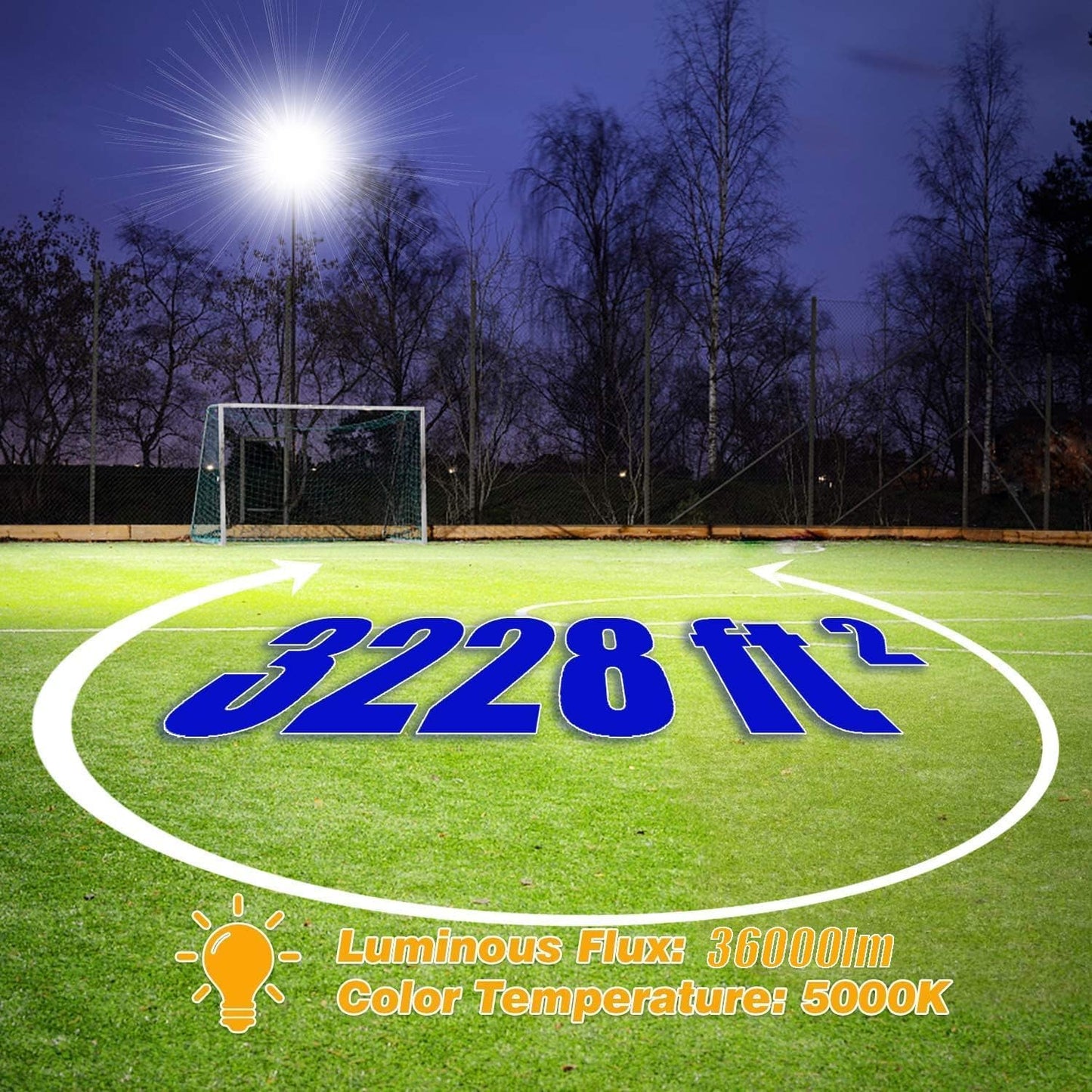 Juyace 3-Pack LED Parking Lot Lights, 240W 36000LM Dusk to Dawn Stadium Flood Light, 5000K IP65 Waterproof Commercial Area Lighting for Sports Court, Arena, Field, Security 110-277V