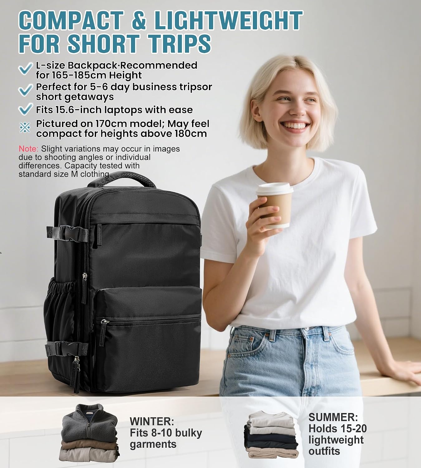 Backpack Backpacks 18x14x8 inches Daypack,Black BOXSAM Large Vacuum Travel with Pump for Women, Personal Item Carry on