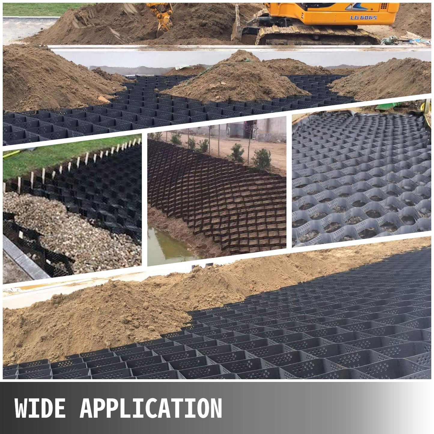 Happybuy Geo Grid Ground Grid 9x17 ft, Geo Cell Grid 4 Inch Thick, Gravel Grid HDPE Material, Ground Stabilization Grid 1885 LBS Per Sq, Tensile Strength Gravel Ground Grid for Slope Driveways, Garden