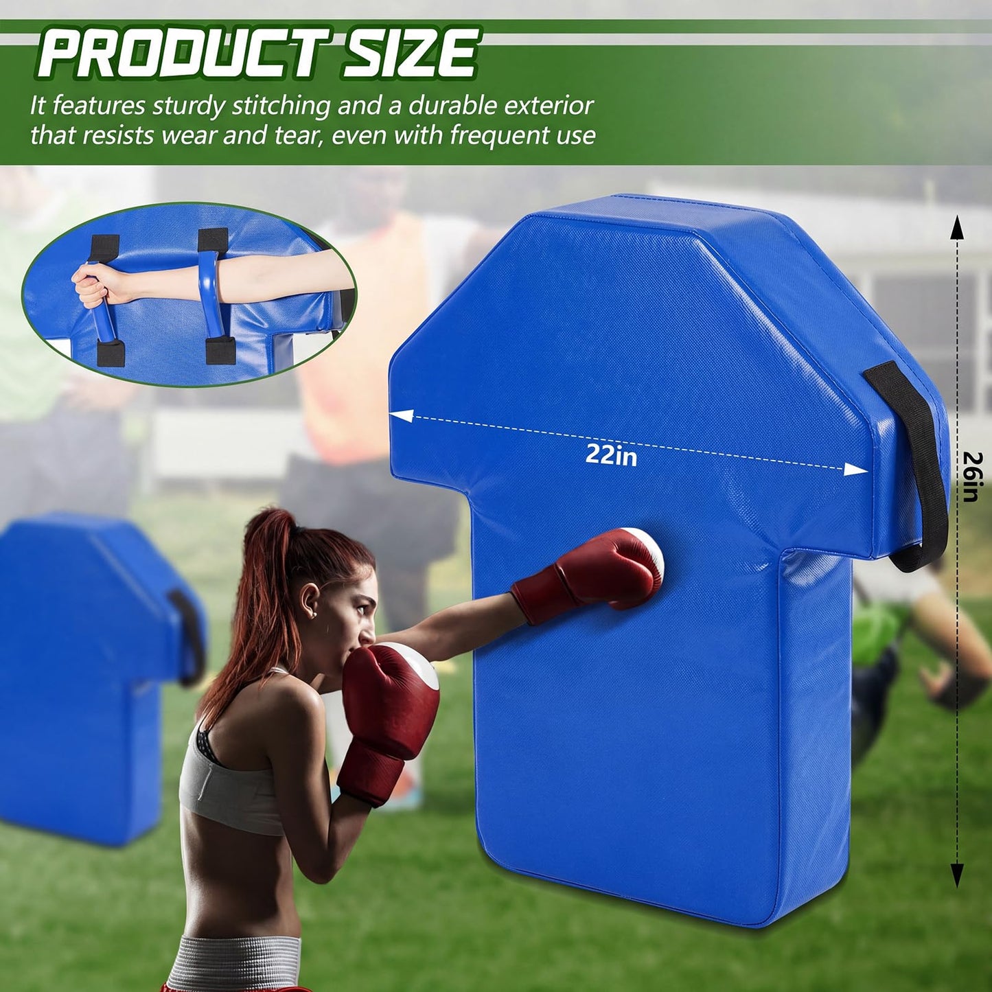 Tinideya 22" x 26" Football Tackle Dummy with Heavy-Duty Handles Football Blocking Pads Durable Sports Training Blocking Shield for Basketball MMA Kick Shield Kickboxing (Blue)