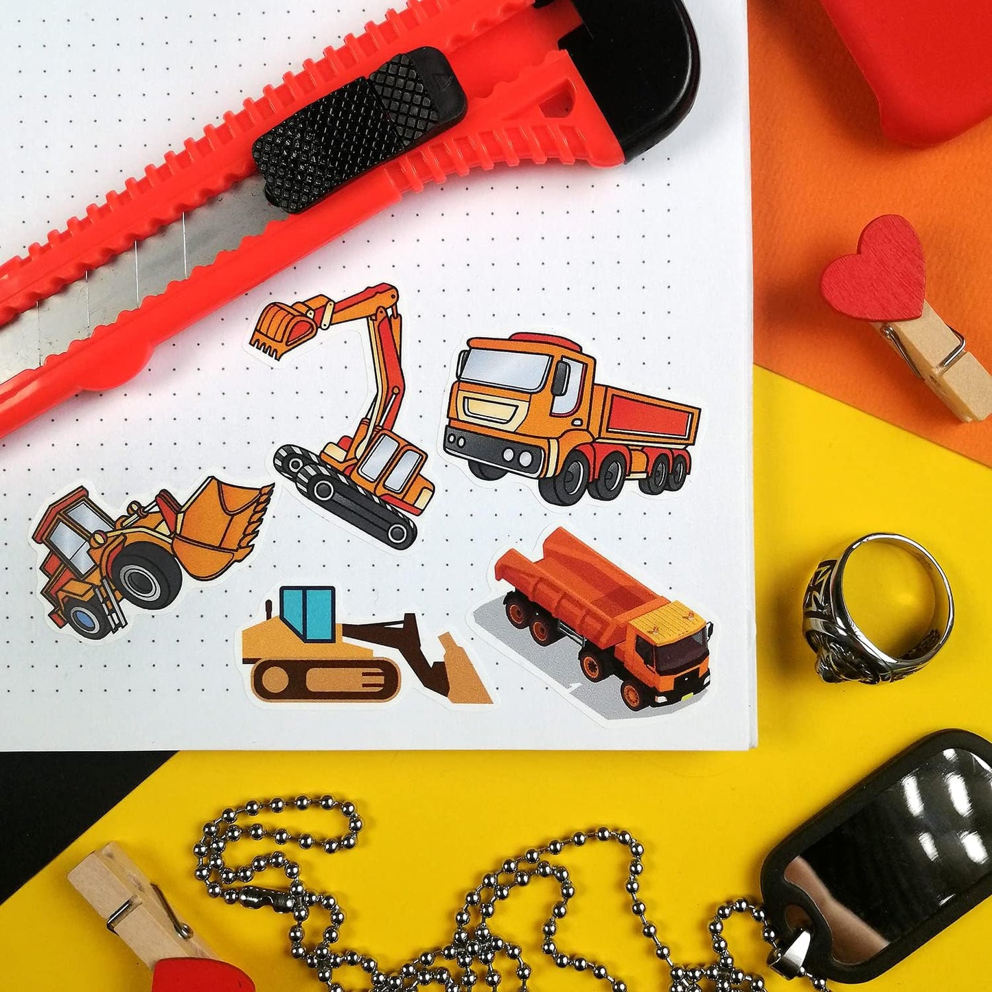 100 Pcs Construction-Themed Stickers - Perfect for Birthday Parties and Gifts
