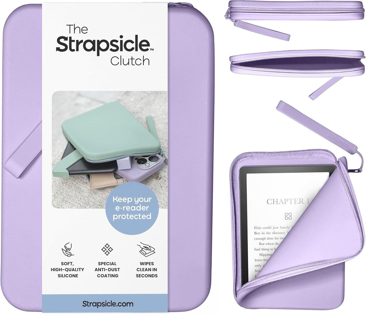 Strapsicle 6.87 2024, 6 Silicone Clutch for Kindle & E-Readers Multi-Purpose Bag for Phone, Wallet & Keys Fits