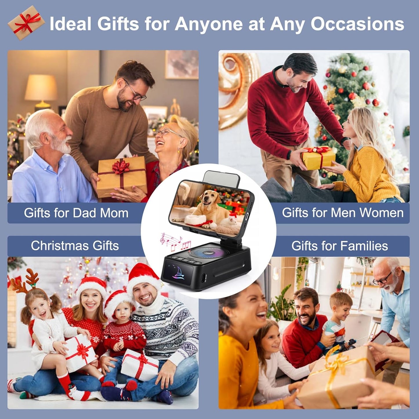 ASEAT Cell Phone Stand Bluetooth Speaker for Christmas & Everyday Use - iPhone/Android Compatible, Unique Dad/Guy Gifts