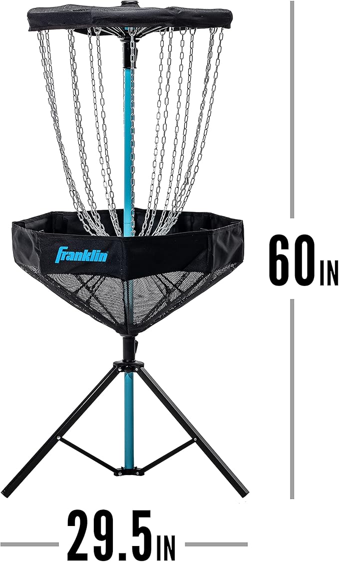 Franklin Sports Disc Golf Baskets - Portable Disc Golf Target with Chains Included - Disc Golf Basket Stand Equipment for Hole + Course Creation