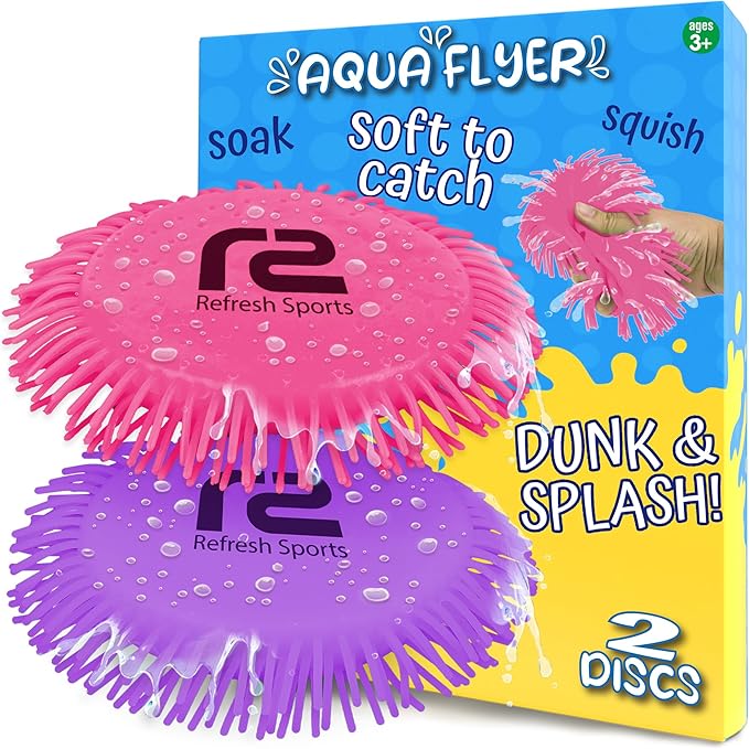 Beach Flying Disc Pool Toy: 2 Pack Water Discs for Kids - Soaks The Target On Impact - Best Outdoor Swimming Pool Toys for Kids - Fun Beach Games & Soft Game Water Toys For Girls Ages 4-8 8-12 +