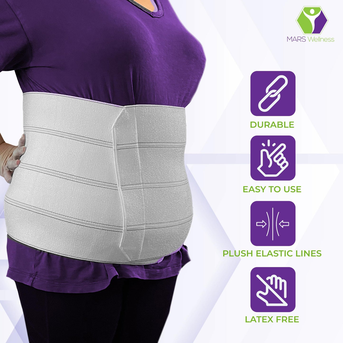 MARS WELLNESS Premium Plus Size Bariatric Abdominal Binder - 12" 4 Section/Panel - Bariatric Binder Abdominal Brace for Men or Women - Fits Waist Sizes 55" - 72"